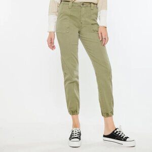 Kancan Size 9/28 Olive Green Tatiana High Rise Utility Jogger‎ Pants Stretch